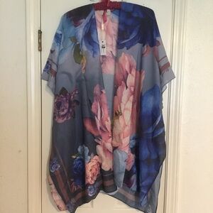 NWT Floral JC Sunny Kimono Cover-Up in Blue and Pink